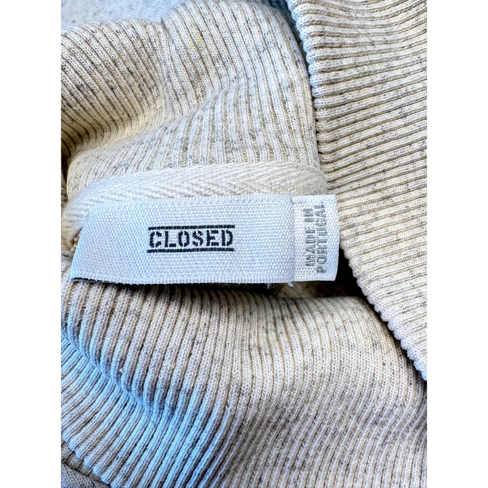CLOSED Turtleneck French Terry Oversized Sweatshirt XS Organic Cotton Hemp Beige - Picture 3 of 10